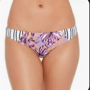 Salt + Cove Purple Floral Striped Bikini Bottom